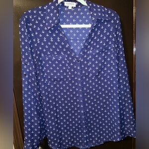 Blue/anchor button down